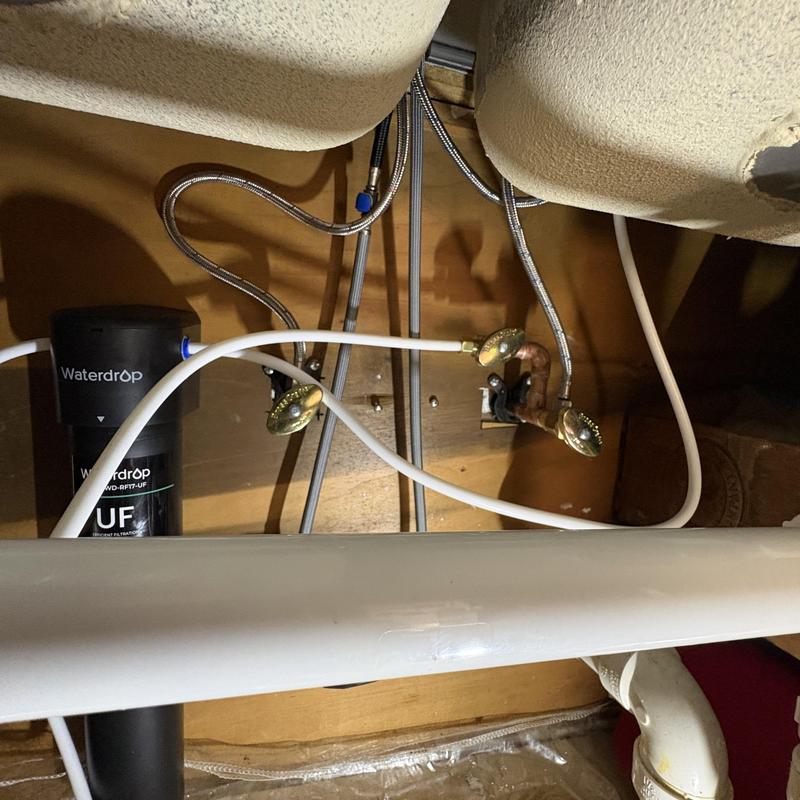 Shut off valves and Waterdrop filter installation under sink