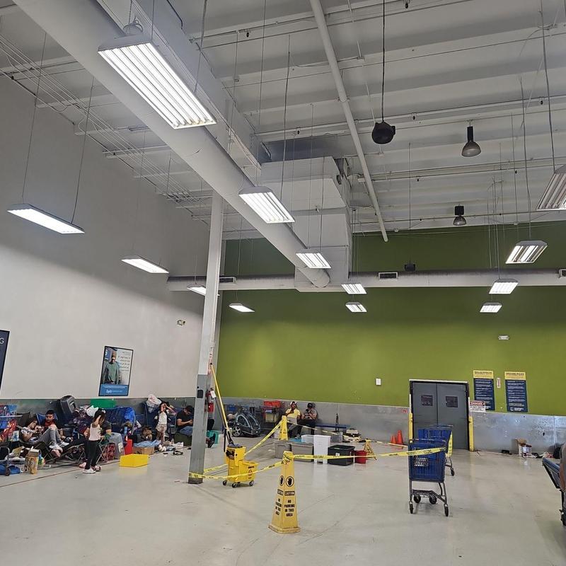 HVAC ductwork and ceiling lights in warehouse area HVAC ductwork and ceiling lights in warehouse area