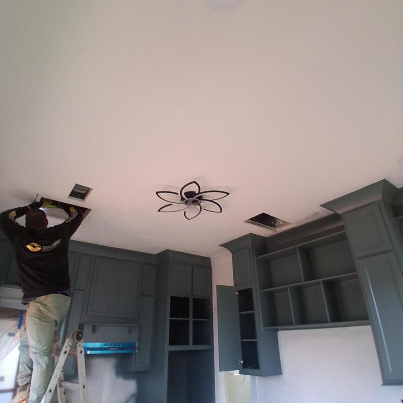 Attic access installation with ceiling trim boards