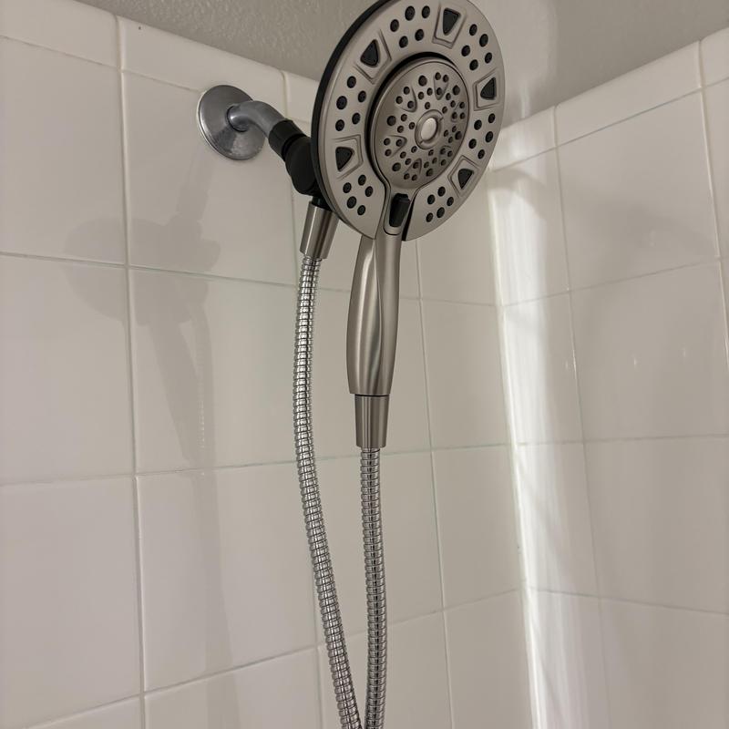 Shower head and flexible hose installation in bathroom