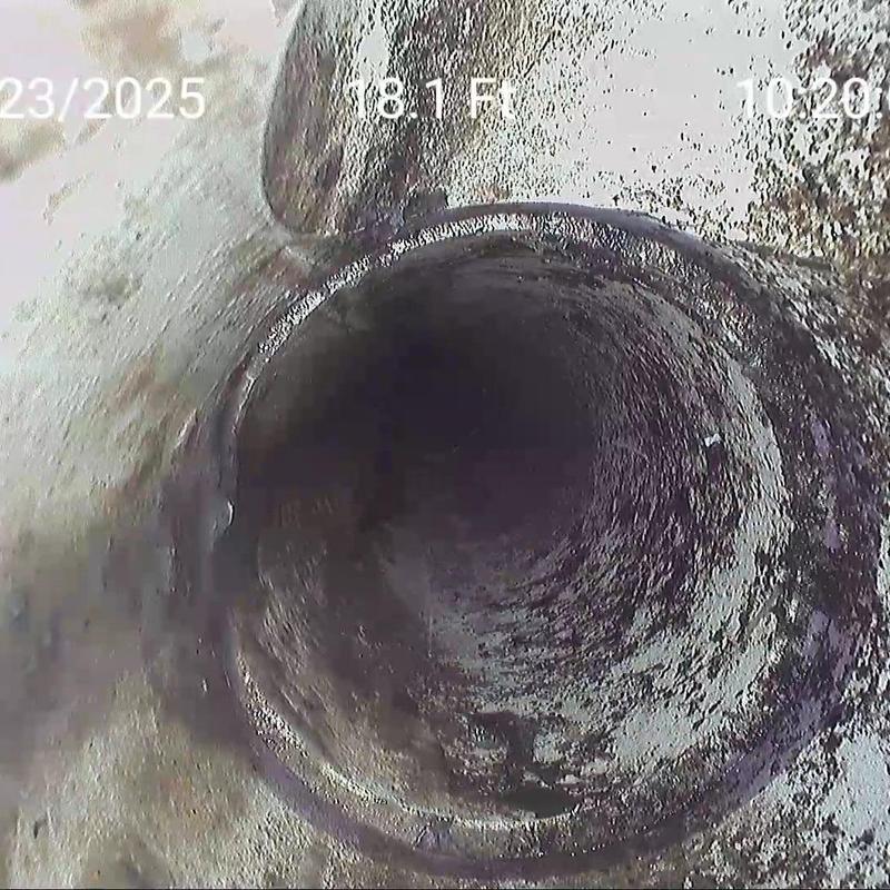 Sewer pipe interior showing separation at 19 feet