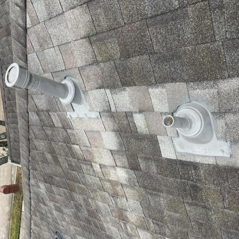 Vent pipe flashing on asphalt shingle roof in Pearland, TX