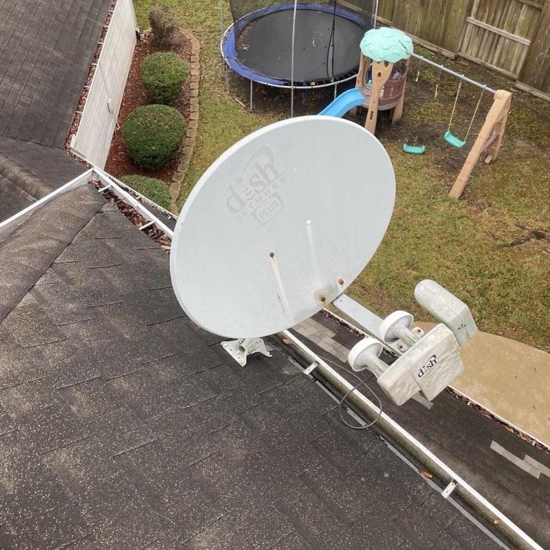 Satellite dish mounting and roof flashing repair