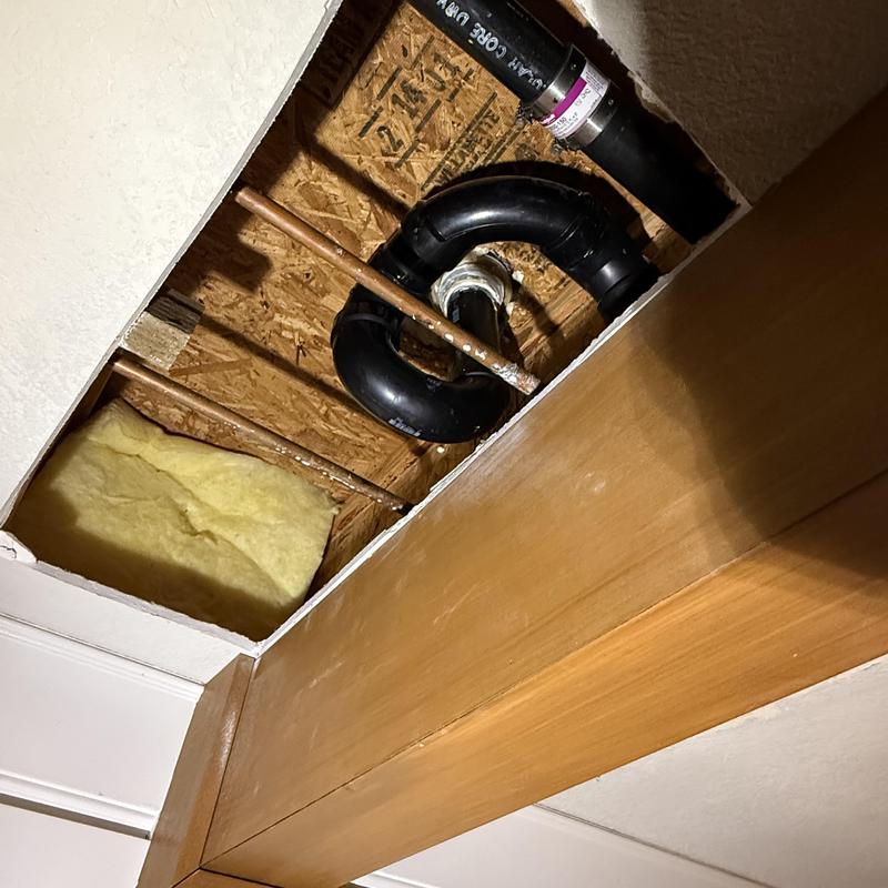 ABS drain line repair in ceiling with new piping