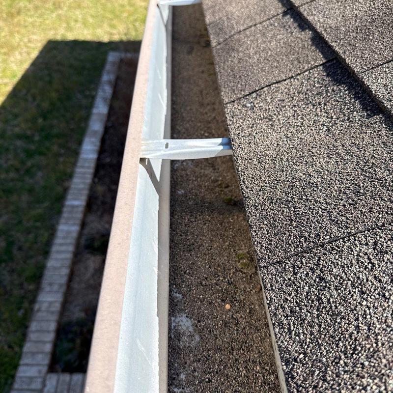 Roof gutter filled with dirt and debris buildup