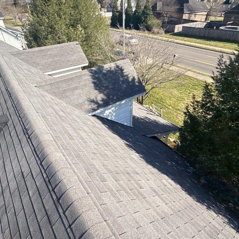 Asphalt shingle roof with visible hail damage inspection