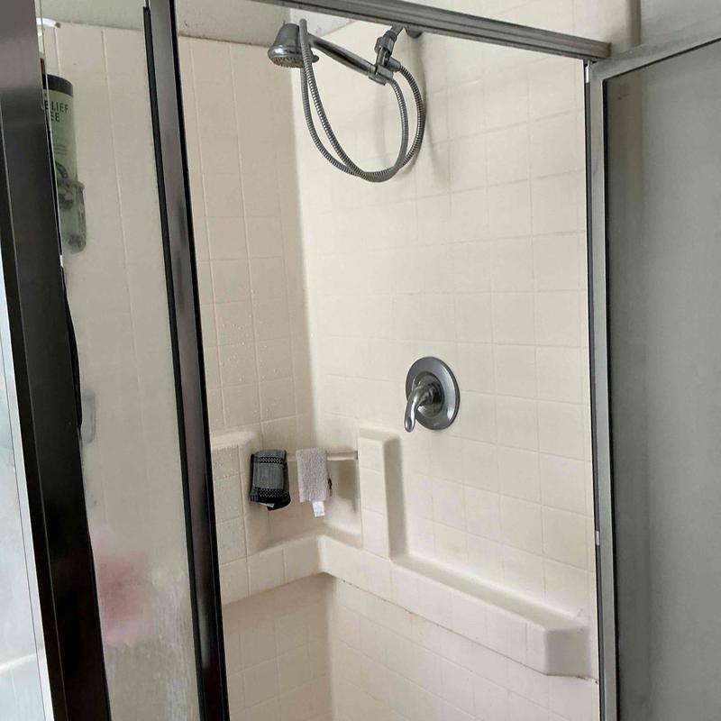 Pfister shower cartridge in tiled shower enclosure