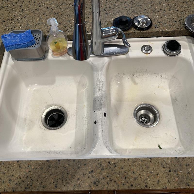 Garbage disposal and dual kitchen sink installation