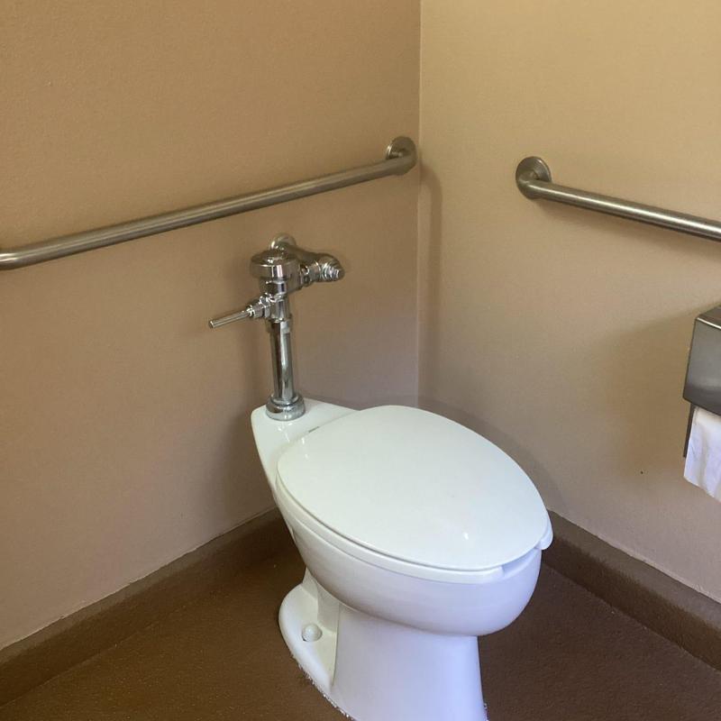 Toilet with new wax ring and Sloan flush valve installed