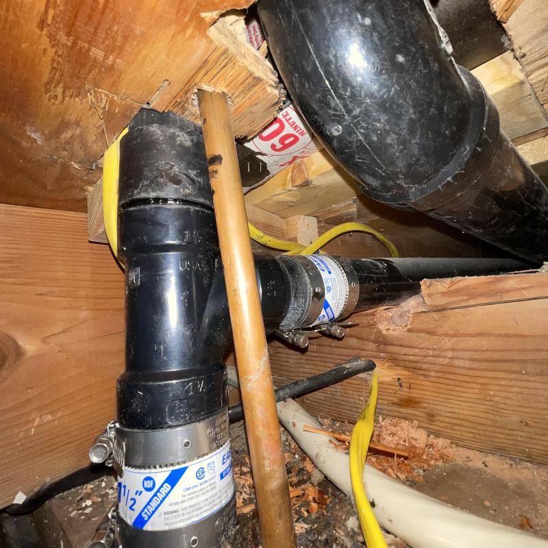 1 1/2 inch ABS drain line repair with fittings