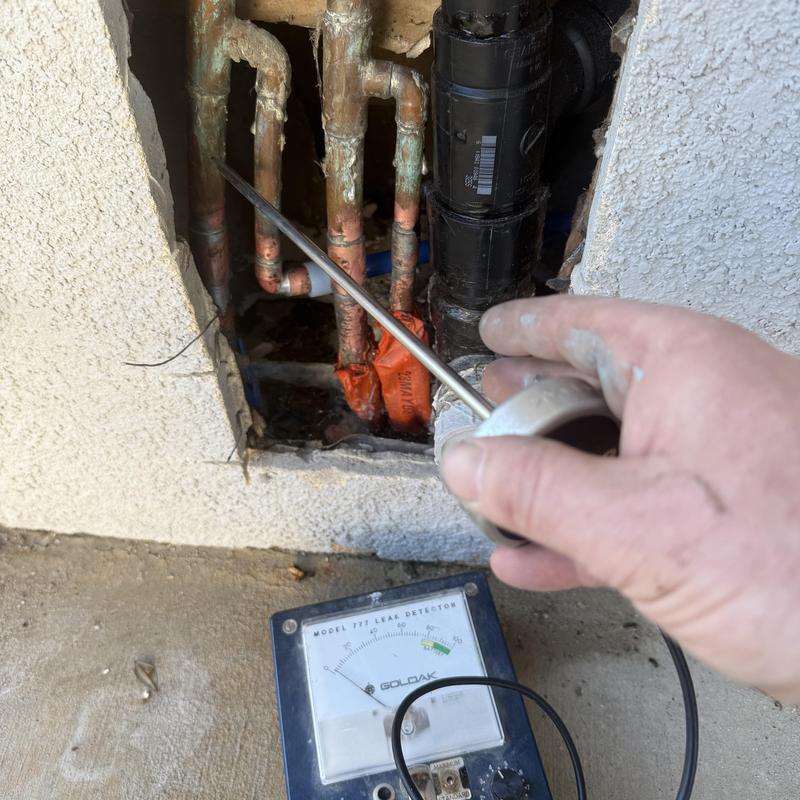 Half-inch copper water line leak detection in wall cavity
