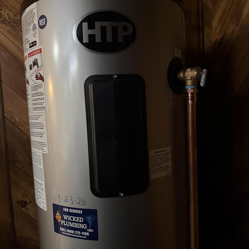 Water heater with new copper supply pipe in Raynham