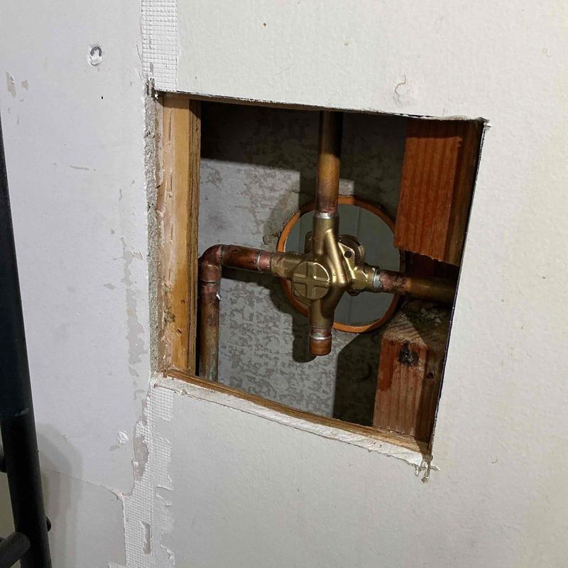 Moen shower valve and copper plumbing in wall cavity