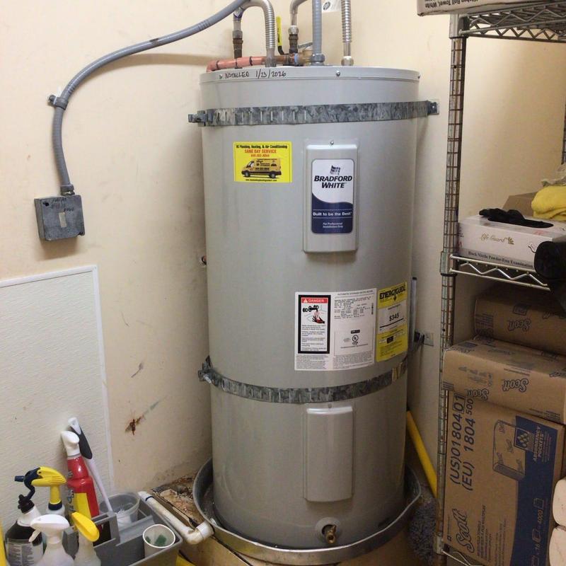 Bradford White 40 gallon electric water heater installation