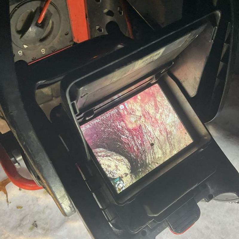 Sewer line inspection camera showing pipe interior