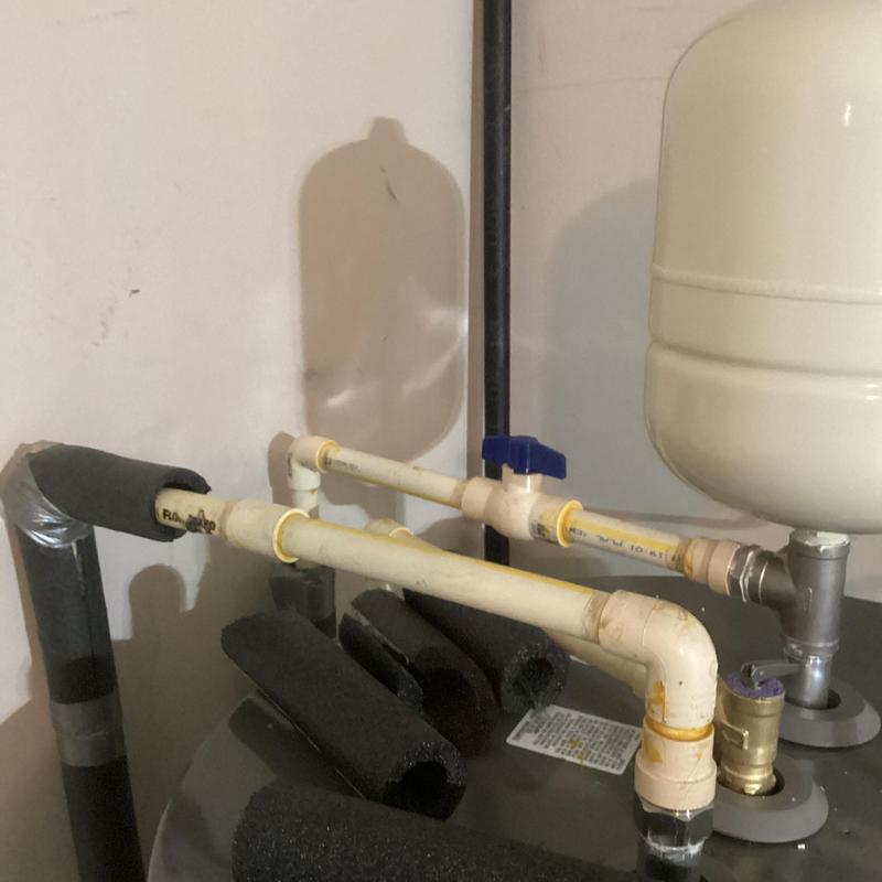 50 gal electric water heater piping and expansion tank installation