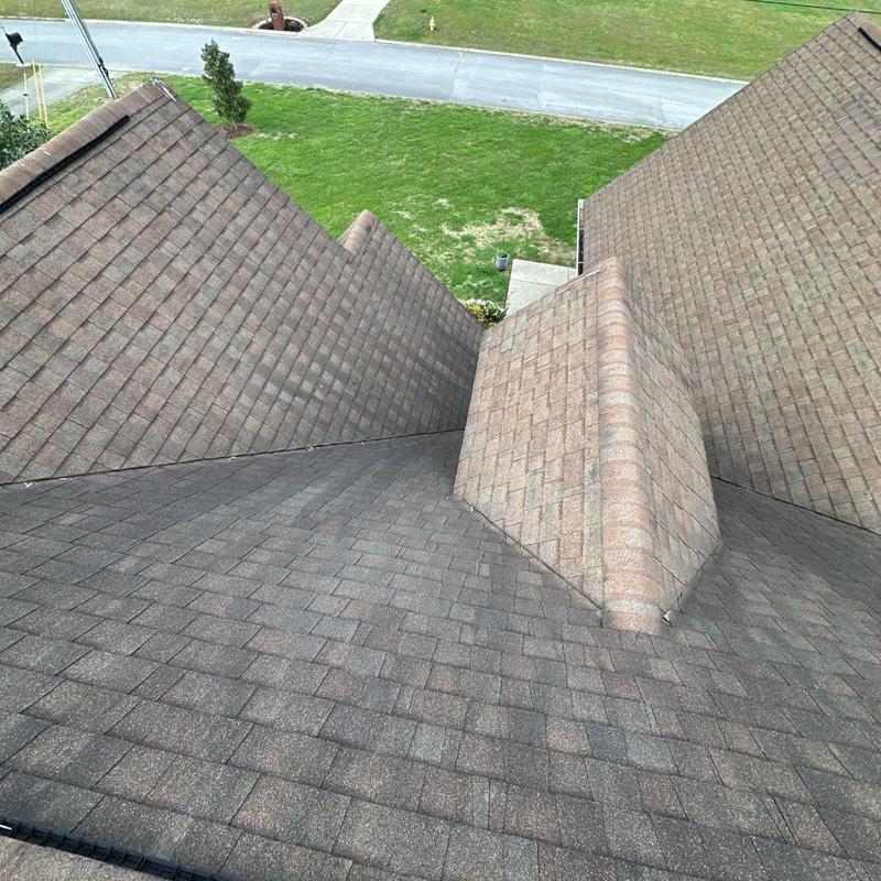 Asphalt shingle roof inspection with flashing and vent