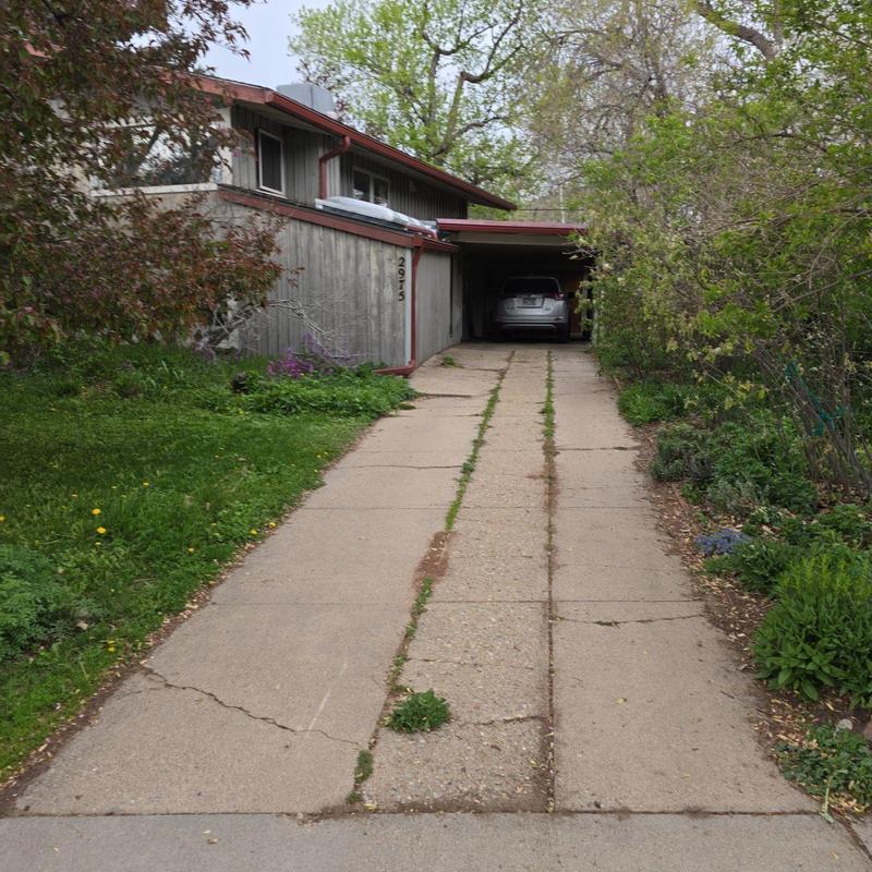 Concrete driveway cracking with grass growing through Concrete driveway cracking with grass growing through