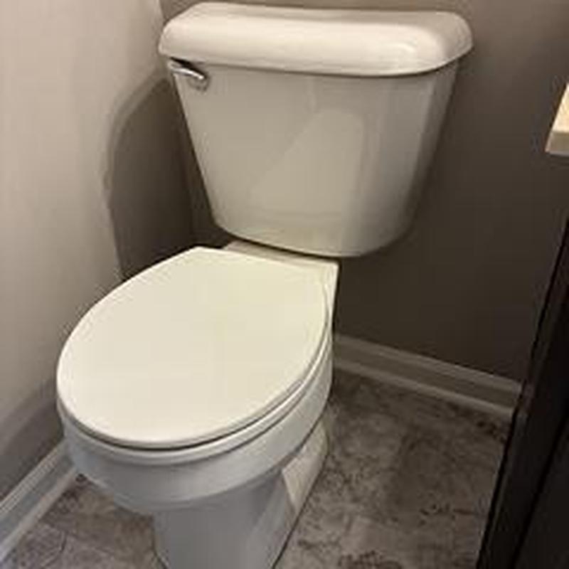 Toilet with new flange installed in half bath