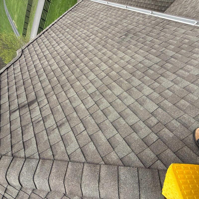 Asphalt roof shingles with hail damage inspection