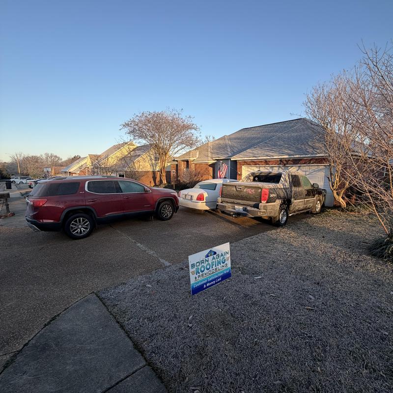 Shower demolition debris outside residential garage in Florence, MS Shower demolition debris outside residential garage in Florence, MS