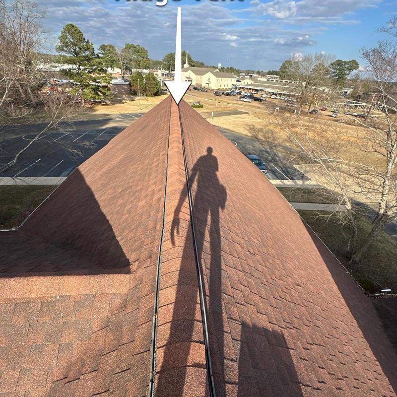 Roof shingles ridge and vent inspection with shadow Roof shingles ridge and vent inspection with shadow