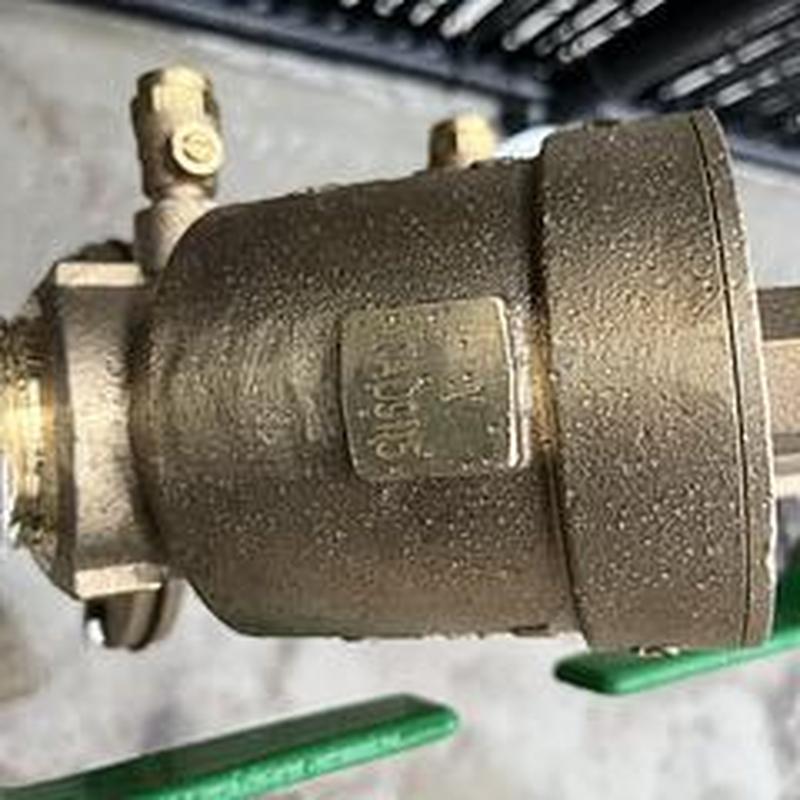 Wilkins 975XL2 RP backflow preventer installation close-up
