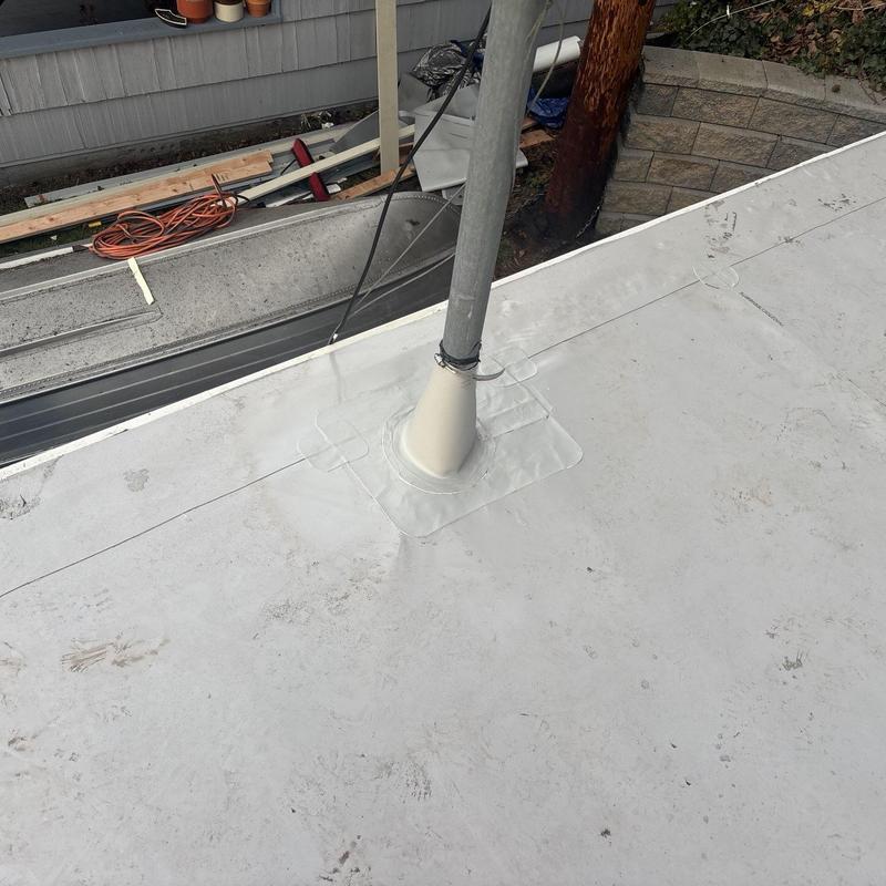 Flat roof pipe flashing with waterproof sealant