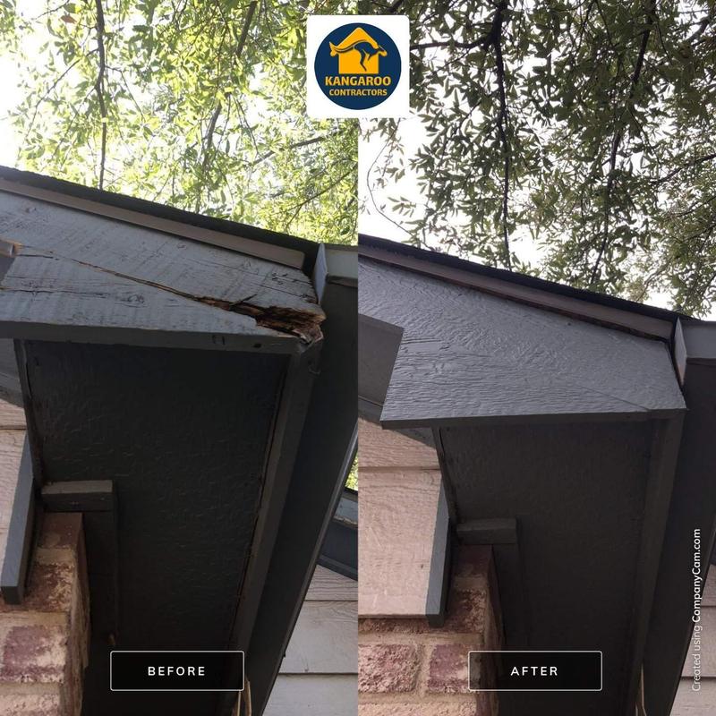 LP SmartSide fascia board damaged and replaced