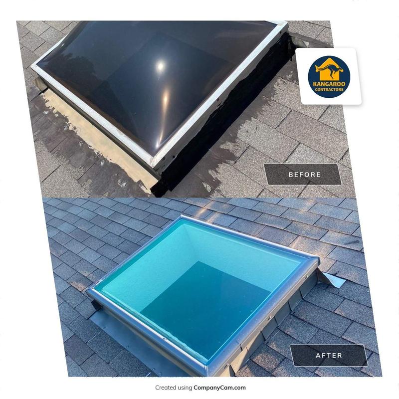 Energy efficient skylight with new flashing installed