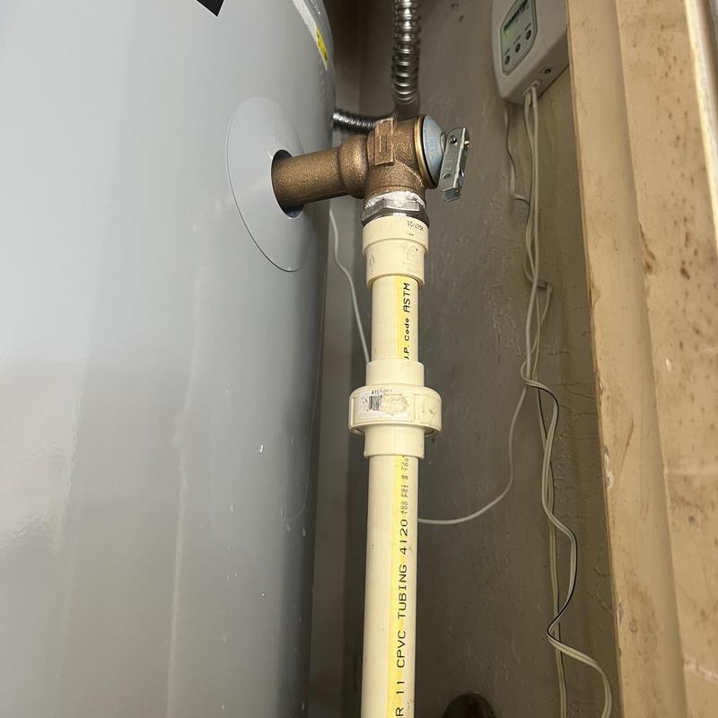 Temperature pressure relief valve on water heater pipe