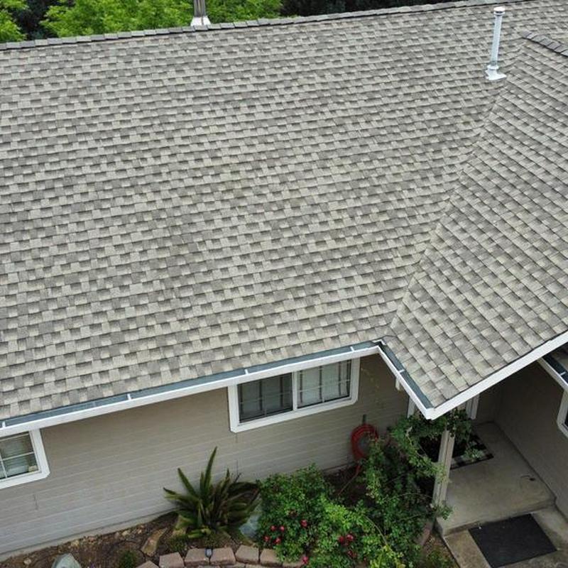 GAF lifetime asphalt shingle roof on residential home