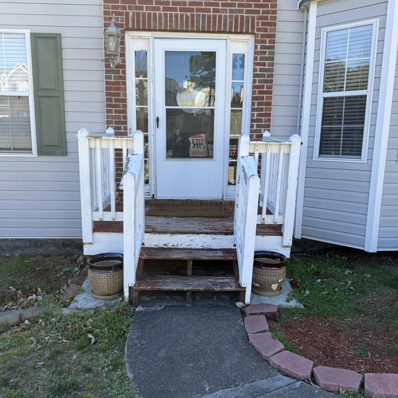 Front porch wood steps and railing inspection Loganville GA