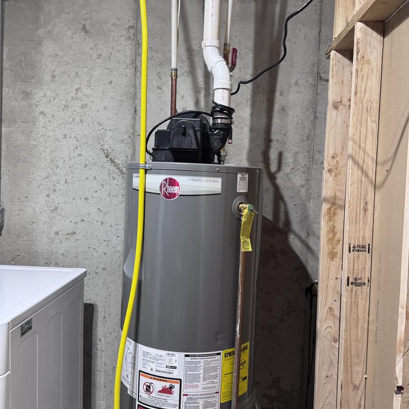 50 gallon Rheem power vent water heater installation