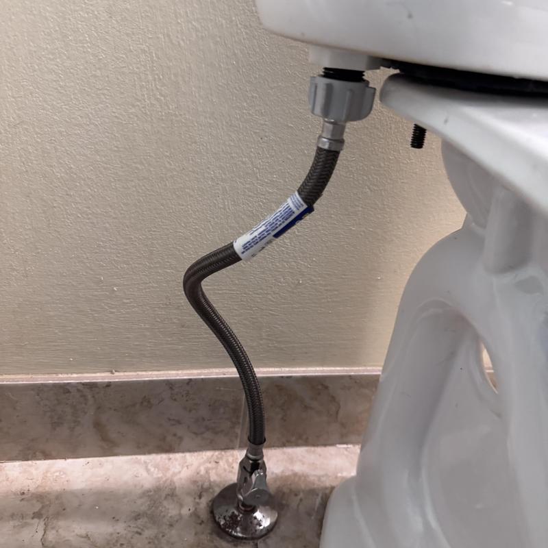 Toilet supply line with shut-off valve replacement