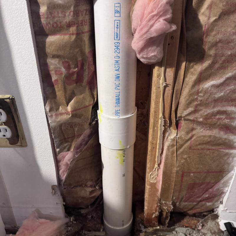 3-inch thin wall PVC drain pipe replacement in wall cavity