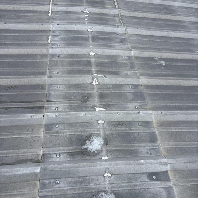 Metal roof panel with sealant and fasteners on commercial building Metal roof panel with sealant and fasteners on commercial building