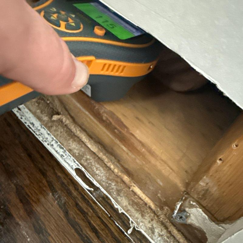 Wood stud moisture meter reading inside wall cavity