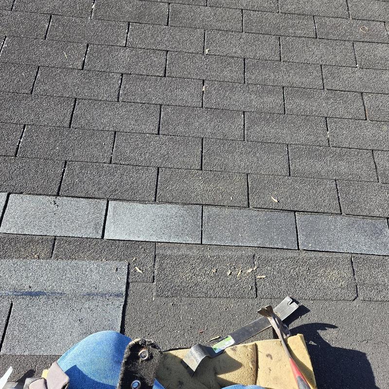 Asphalt roof shingles with new replacements and tools
