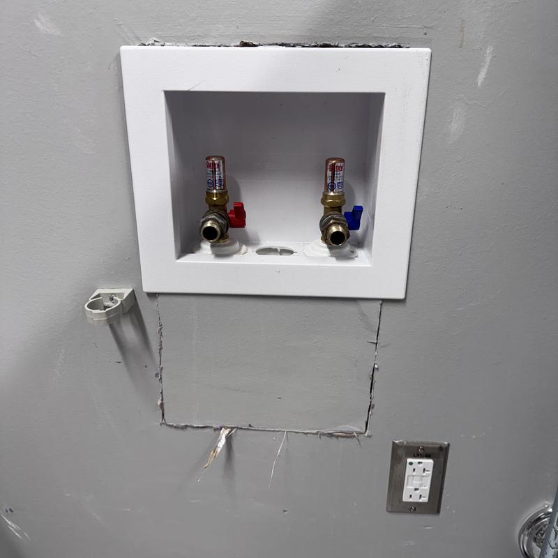 Oatey laundry box installation with valves