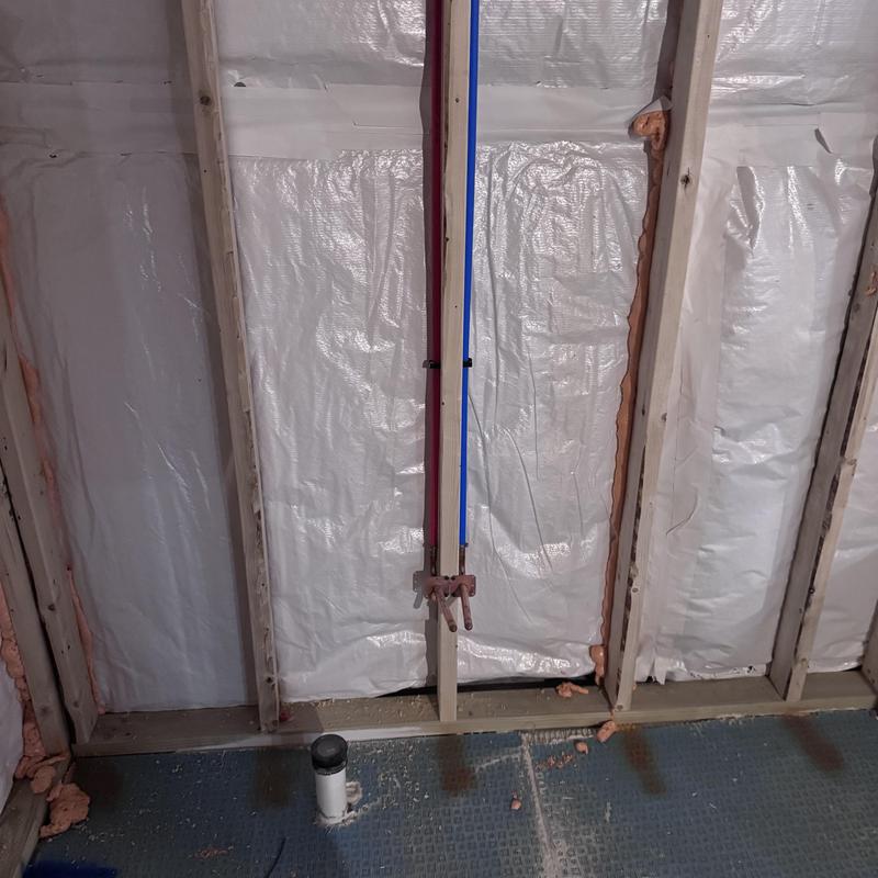 Toilet vanity and shower rough plumbing installation