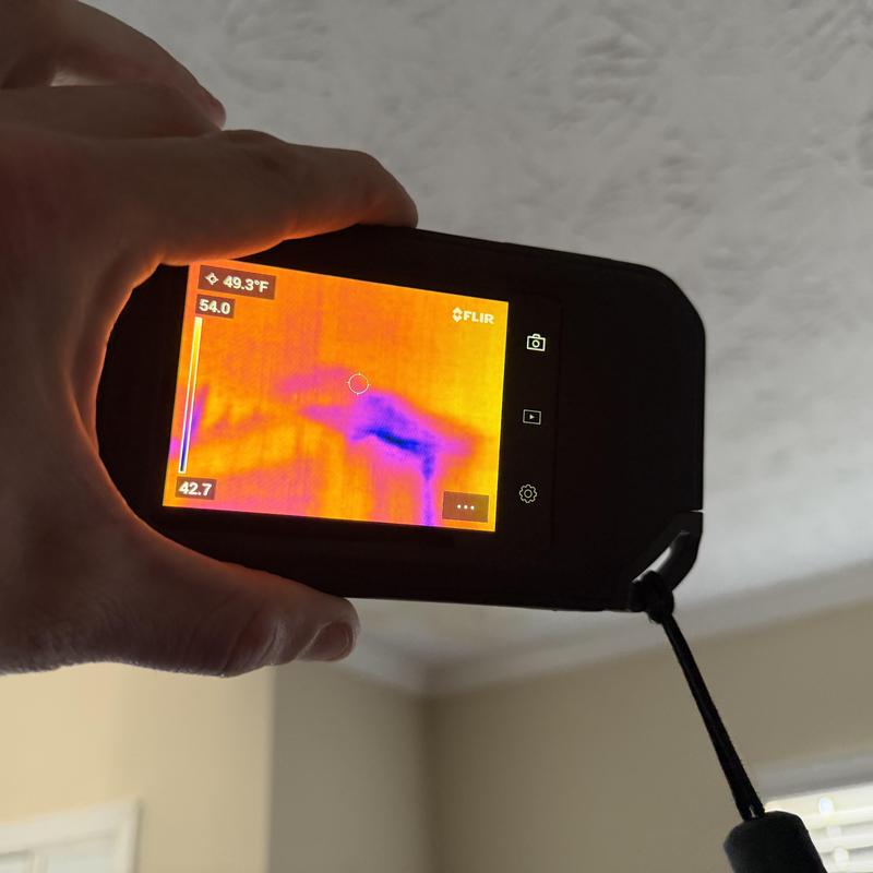 Ceiling thermal leak detected with FLIR camera