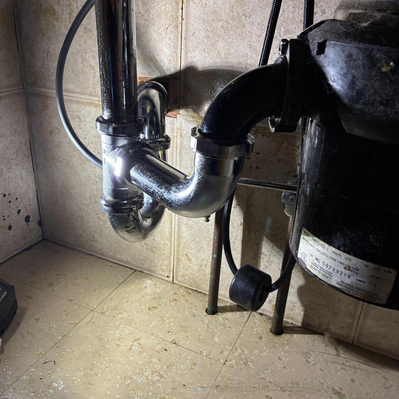 Kitchen sink P-trap and drain pipe cleaning