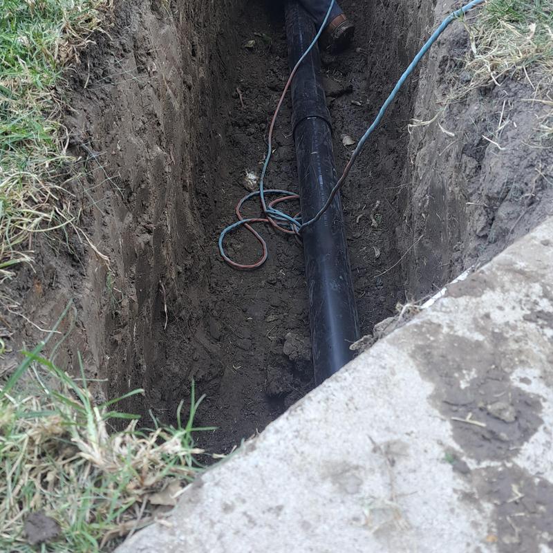 Sewer drain pipe replacement in ground trench