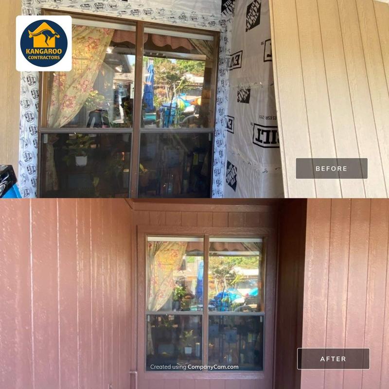 LP SmartSide siding installation around window and patio