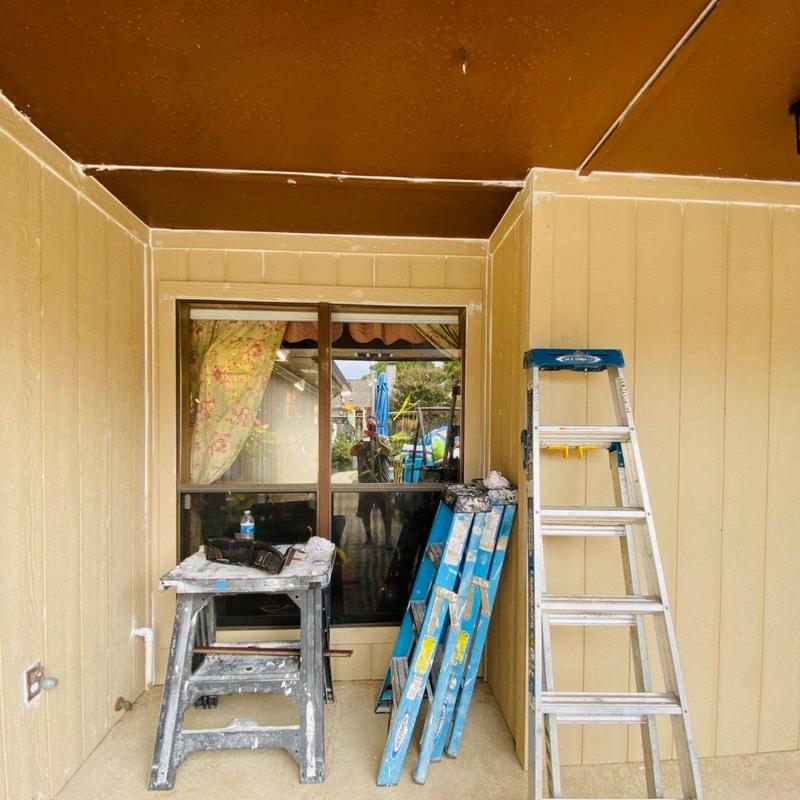 LP SmartSide siding and trim installation near patio