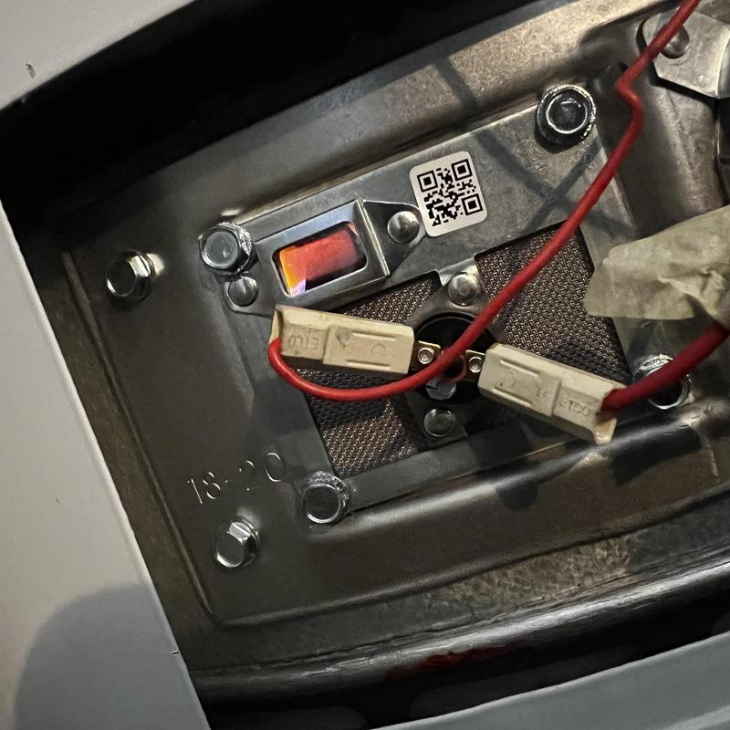 Bradford White water heater burner with ignition wires