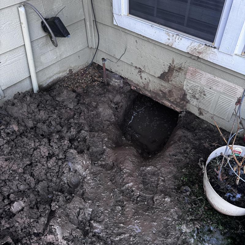 Copper water pipe excavation under house foundation