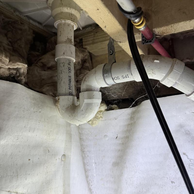 Shower drain PVC piping and trap under floor