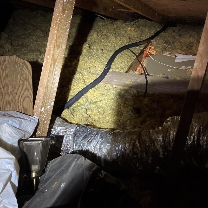 Copper water line with insulation in attic space
